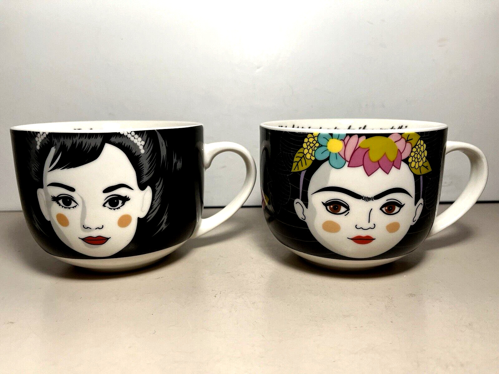 Audrey Hepburn & Frida Kahlo Kikkerland Coffee Mugs
