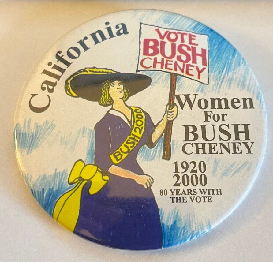 2000 Vintage Button Women for Bush-Cheney Campaign Pinback Badge Pin Buttons