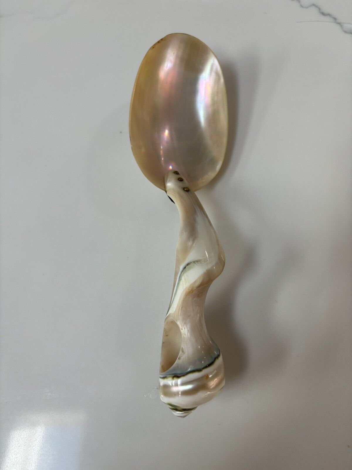 Vintage Natural Seashell Mother of Pearl Serving Caviar Large Spoon *see pics