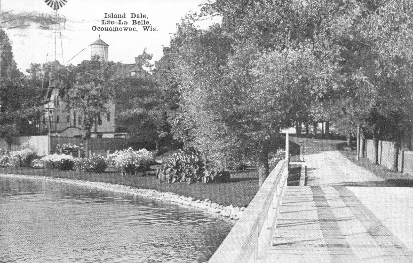 OCONOMOWOC, Wisconsin, LAC LA BELLE, Island Dale 1923 ANTIQUE Postcard 