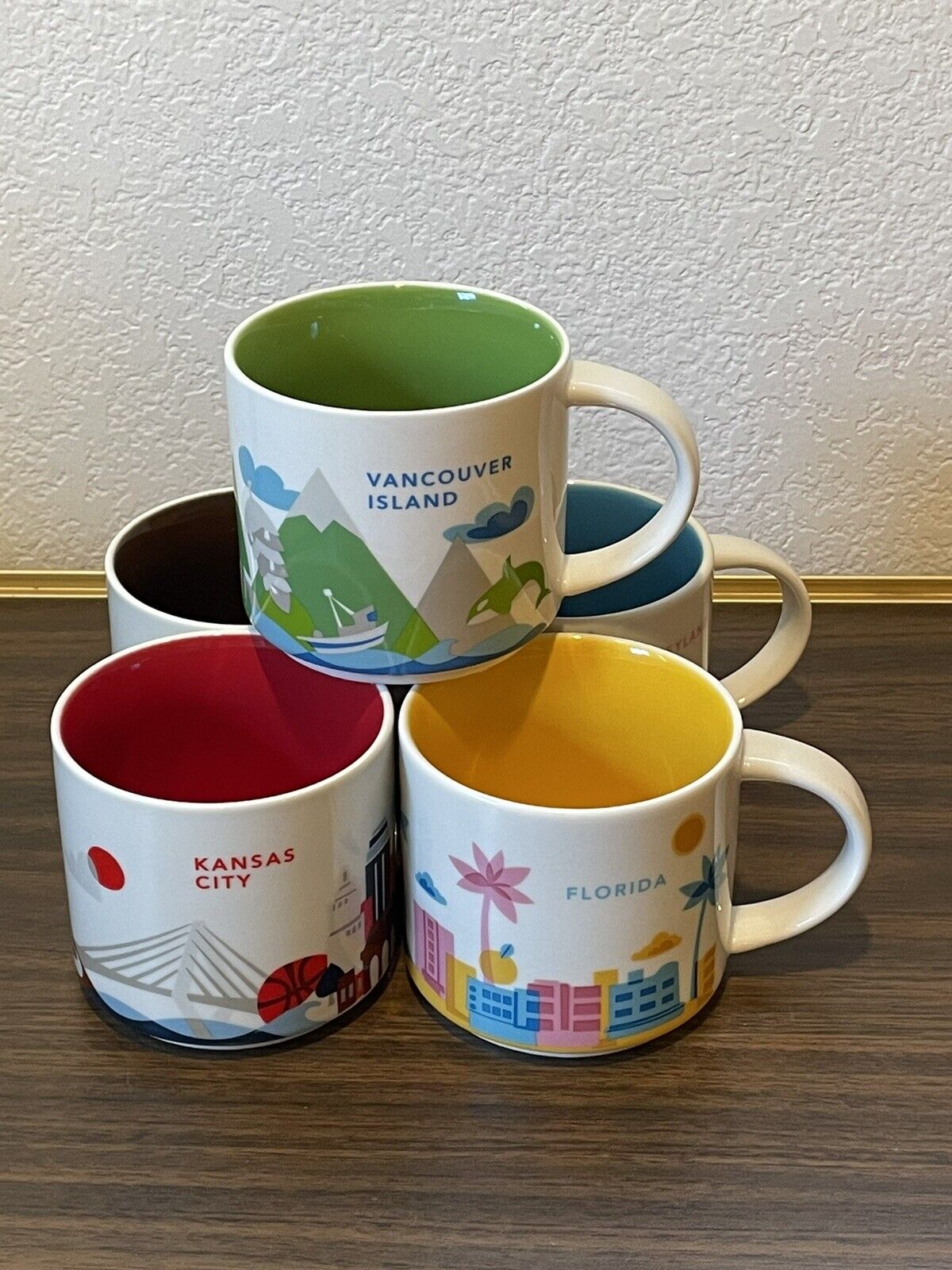 5 Starbucks YOU ARE HERE Series Coffee Cups 14 Fl Oz