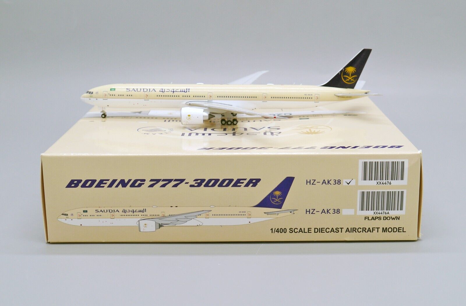 Saudi B777-300ER Reg: HZ-AK38 JC Wings Scale 1:400 Diecast model XX4476 (E)