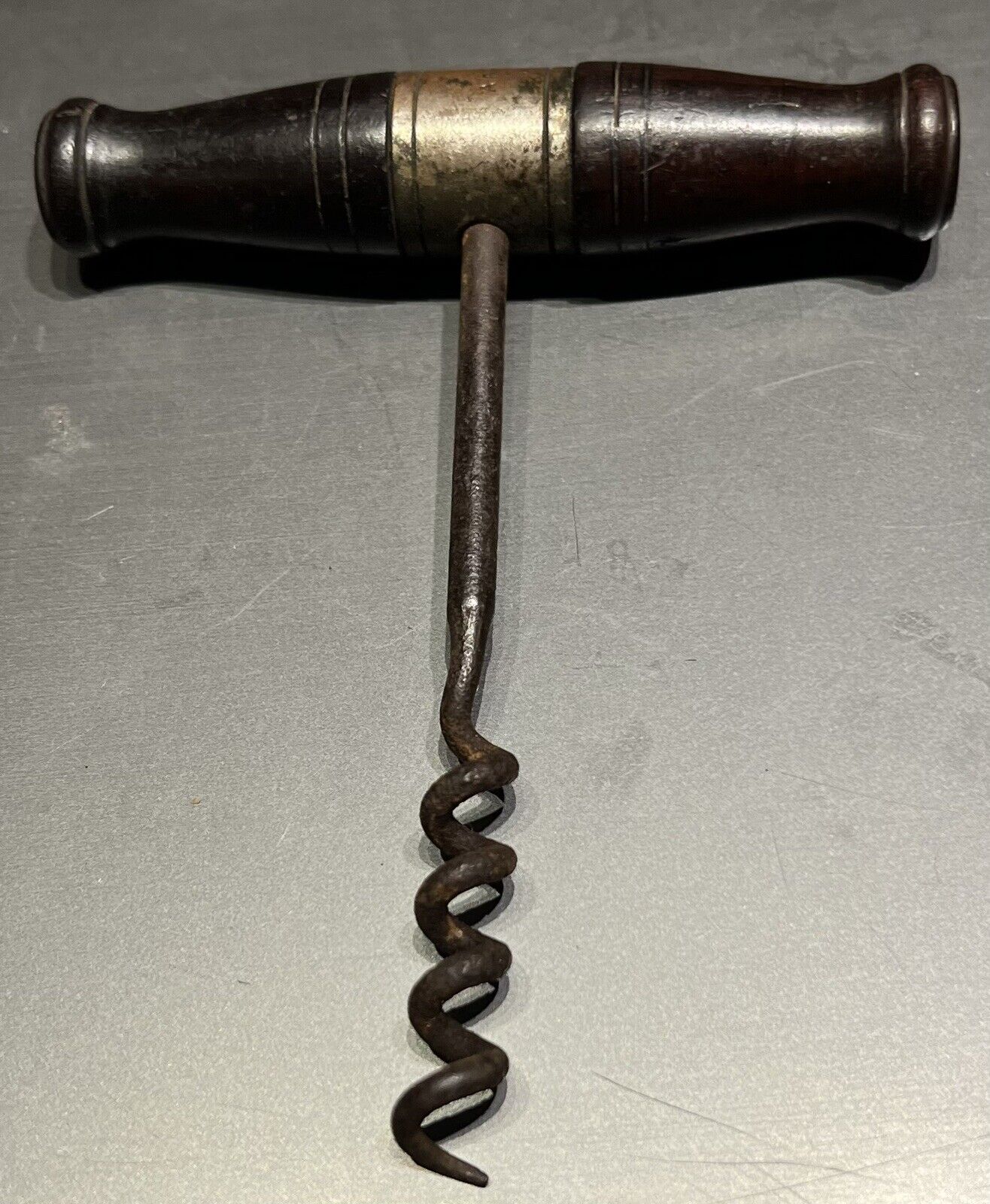 Antique Wooden Handle Handheld Corkscrew - Patent Applied For   