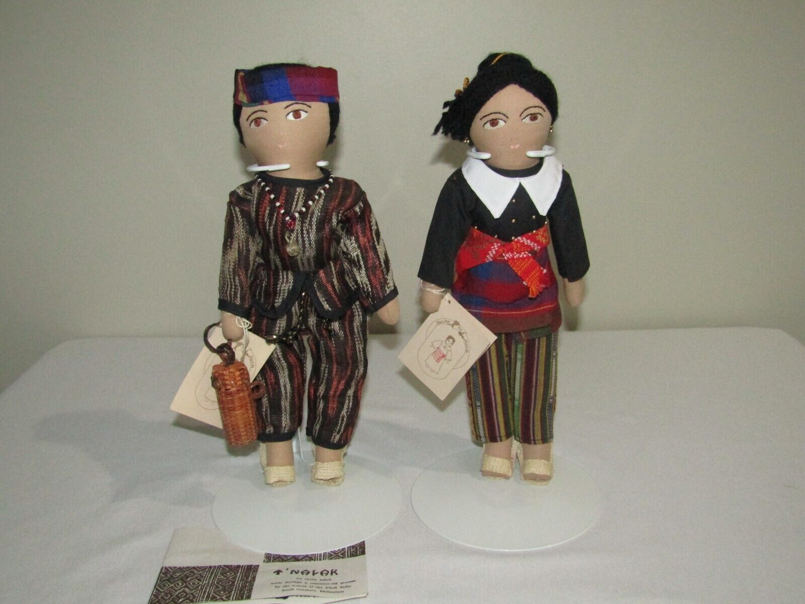 2 Manikas NG Manila T'BOLI & YAKAN Filipino Ethnic Doll Philippines Handcrafted