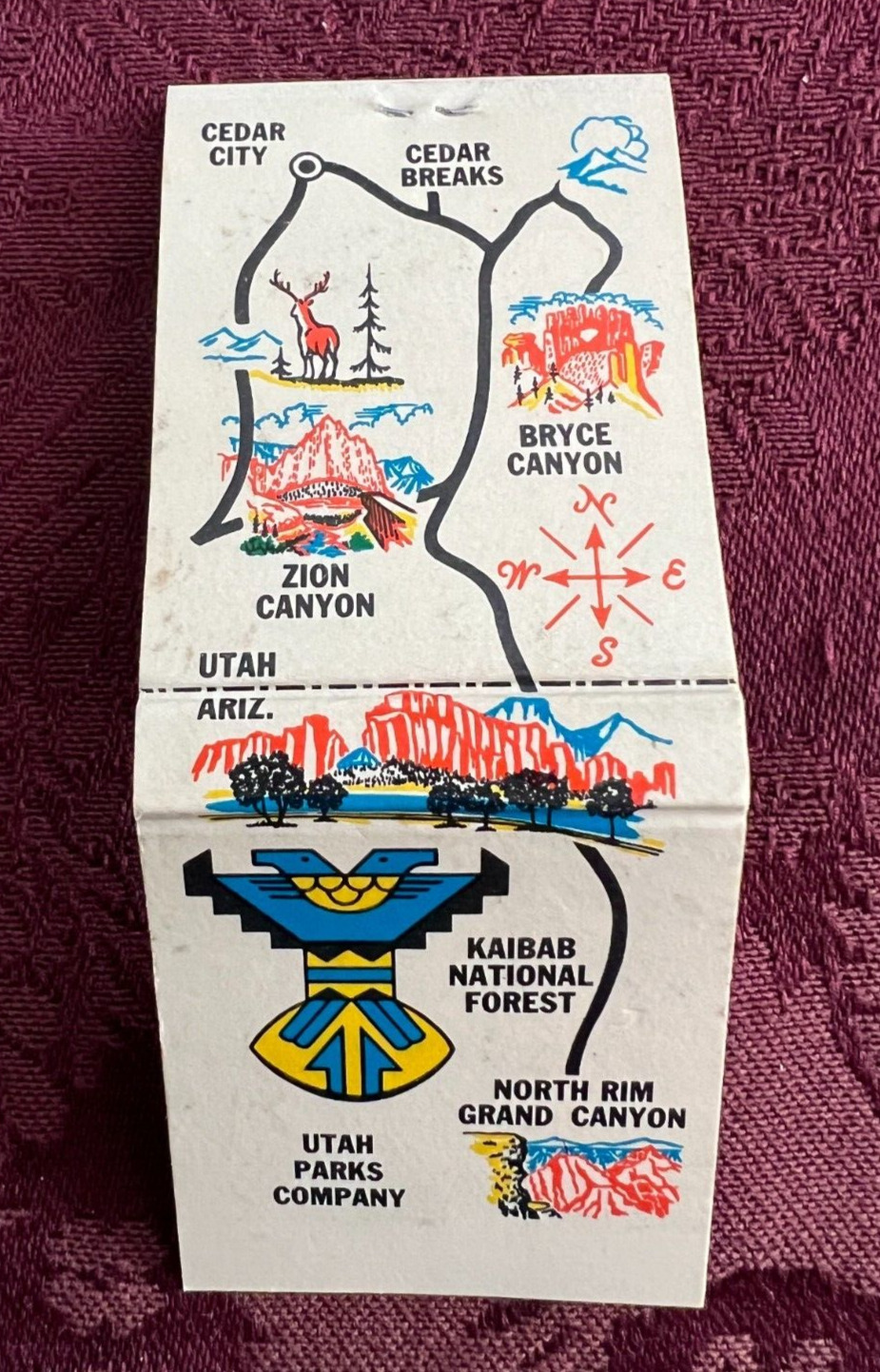 VTG Union Pacific Railroad Matchbook Cover Utah Parks Zion Bryce Grand Canyon