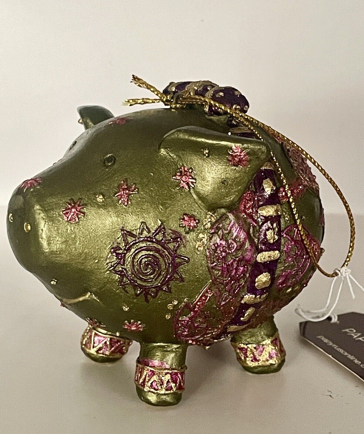 PAPYRUS PIG GLITTERY MULTICOLORED EMBELLISHED ORNAMENT NWT