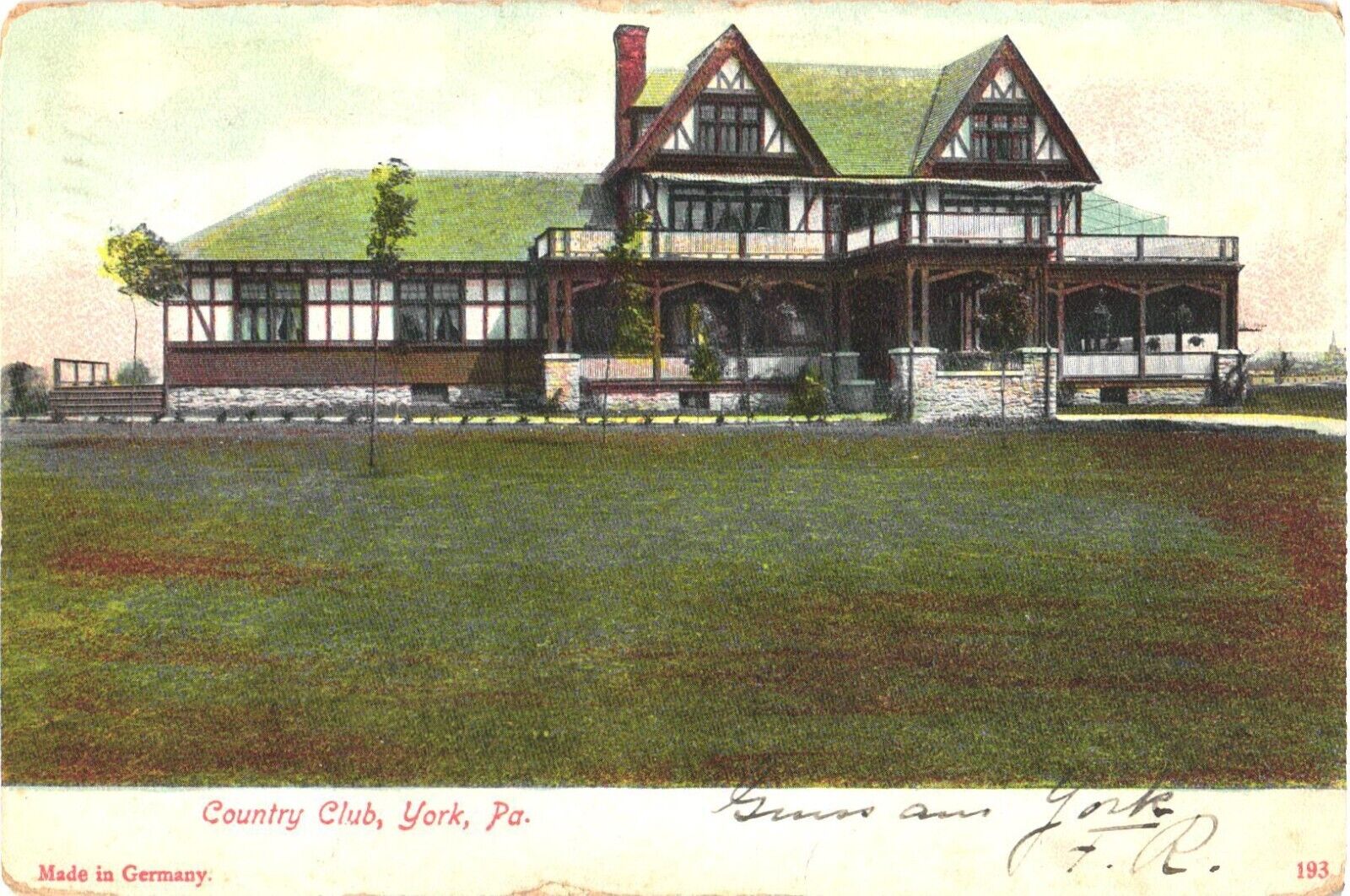 Beautiful Facade of A Country Club, York, Pennsylvania Postcard