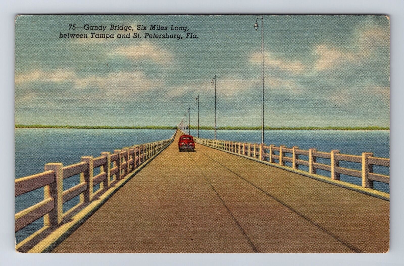 St Petersburg FL-Florida, Gandy Bridge, Antique, Vintage Postcard