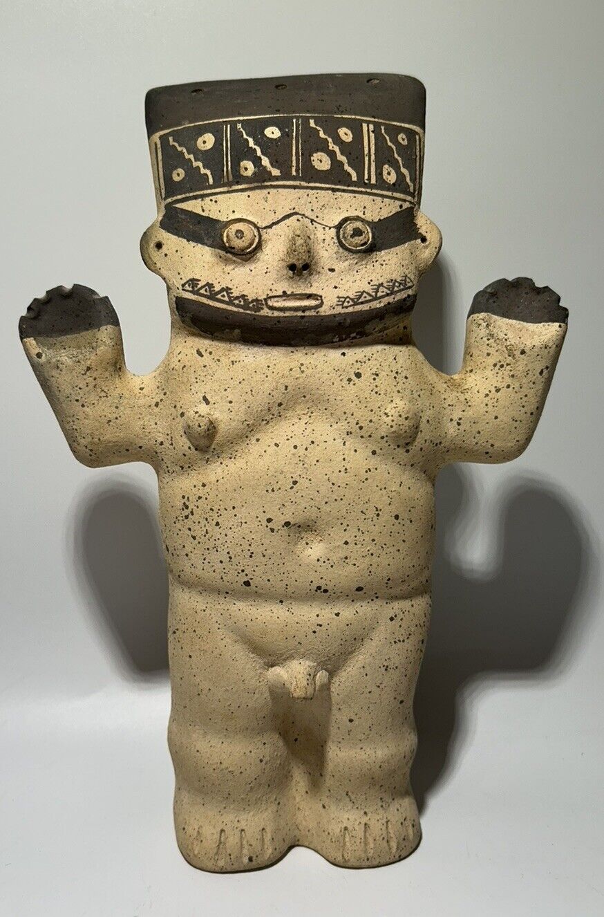 PERU Chancay Clay Pottery Figure Sculpture Replica Cuchimilco Pottery 10”