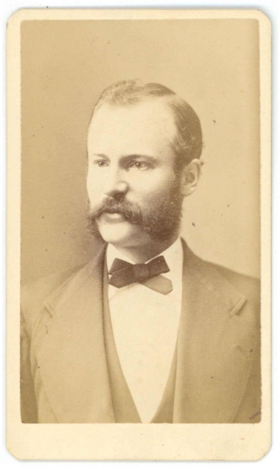Antique Dated CDV Circa Feb. 1874 Handsome Man Mutton Chop Beard Marshall Boston
