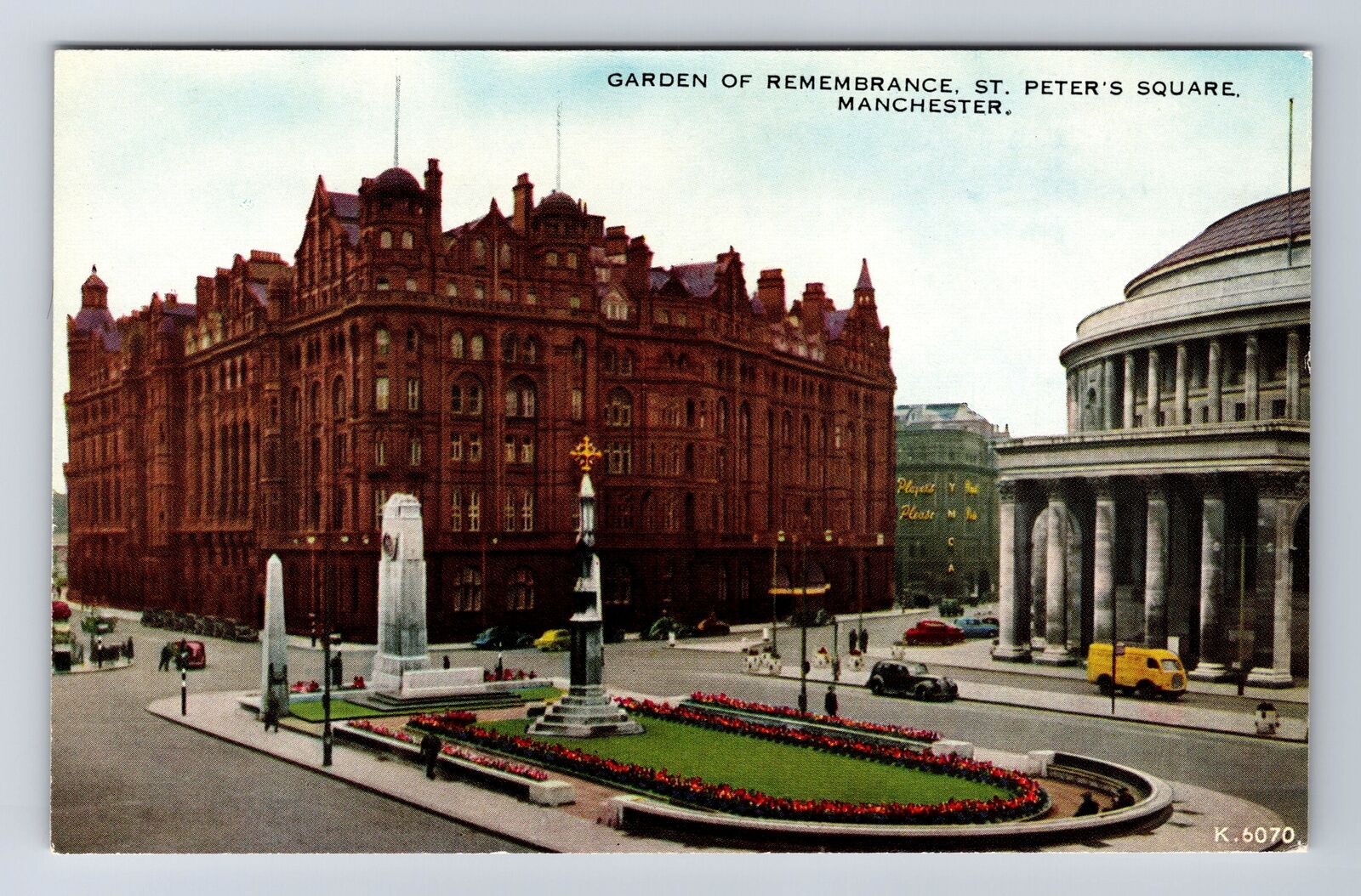Manchester-England, St Peters Square Garden of Remembrance, Vintage Postcard