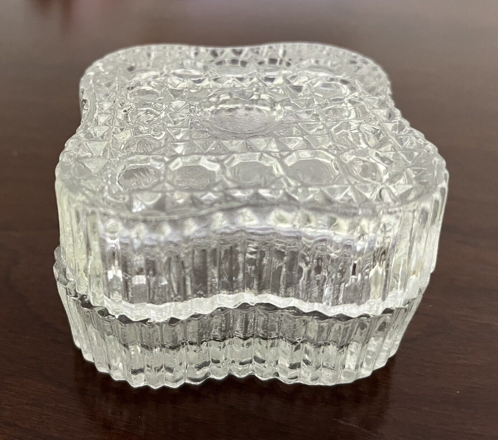 Vintage Cut Glass Trinket / Jewelry Box