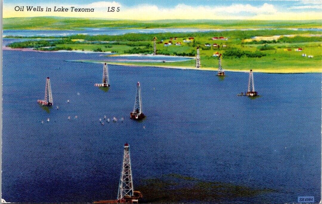 Postcard Oil Wells in Lake Texoma