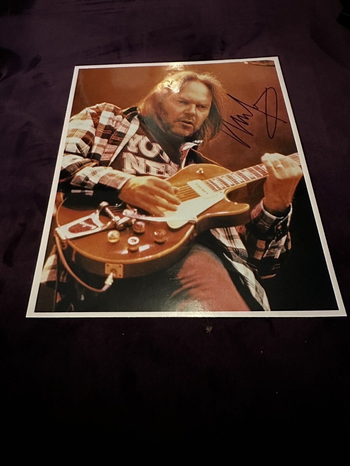 Neil Young signed colour photograph: AGFA print genuine and rare