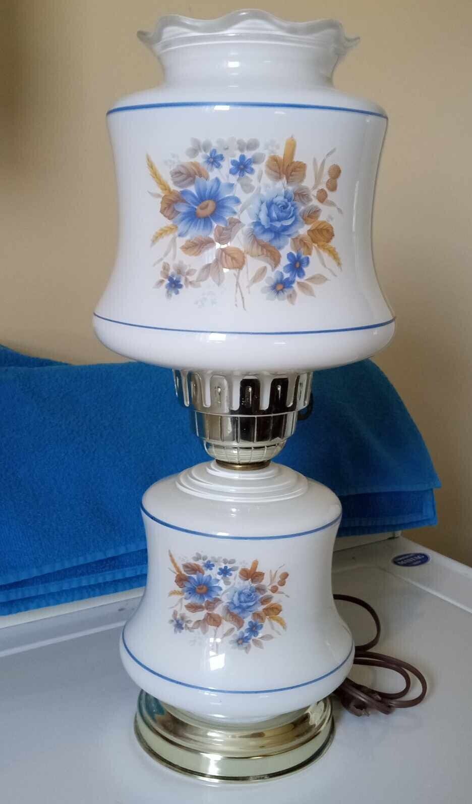 1950\'s Vintage Floral Hurricane Glass Parlor Lamp