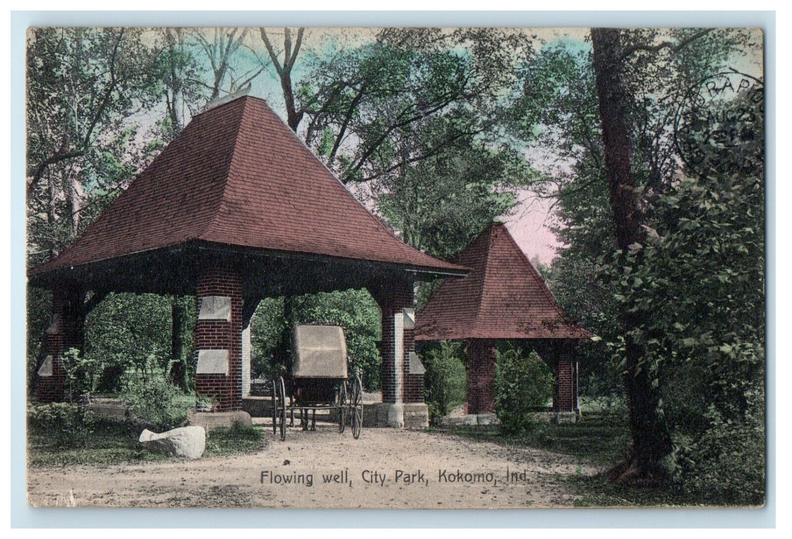 c1910 Flowing Well, City Park Kokomo Indiana IN Posted Antique Postcard