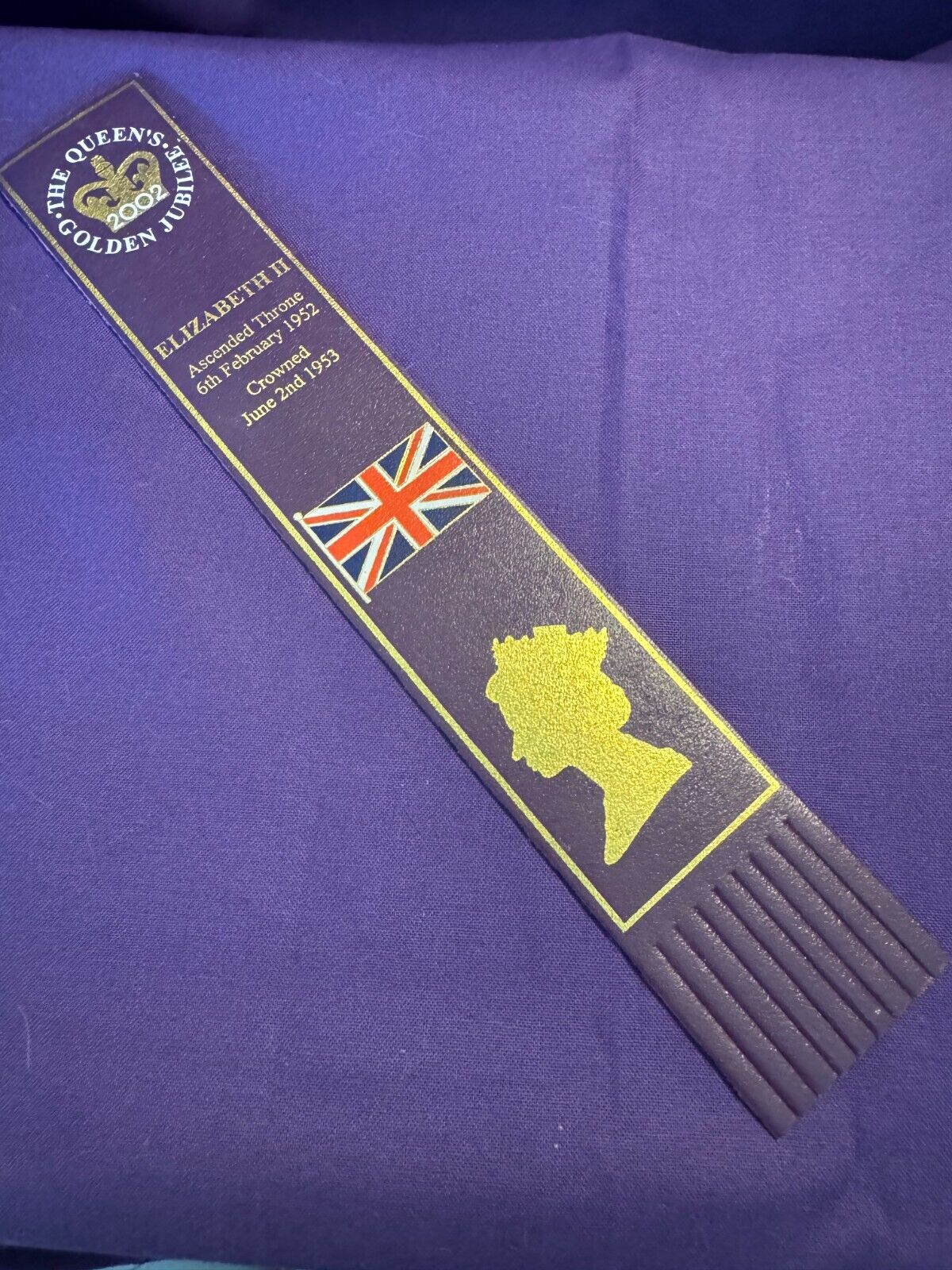 Queen Elizabeth II Golden Jubilee (2002) - PURPLE Leather Bookmark
