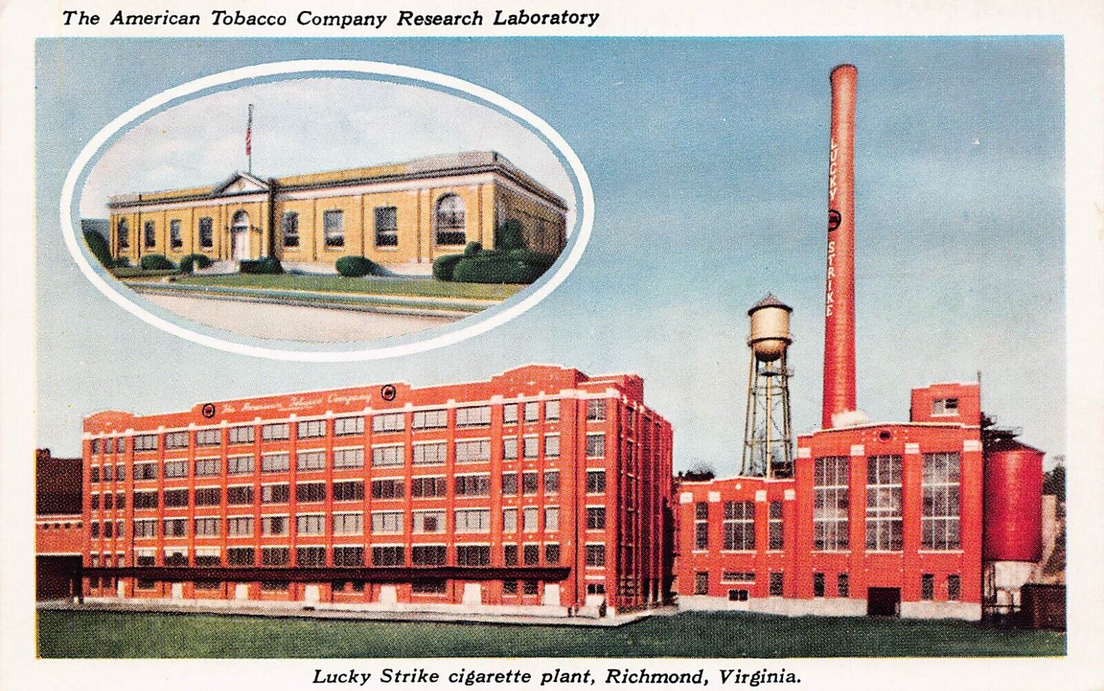 Richmond VA Virginia Lucky Strike Tobacco Factory Advertising Vtg Postcard D26