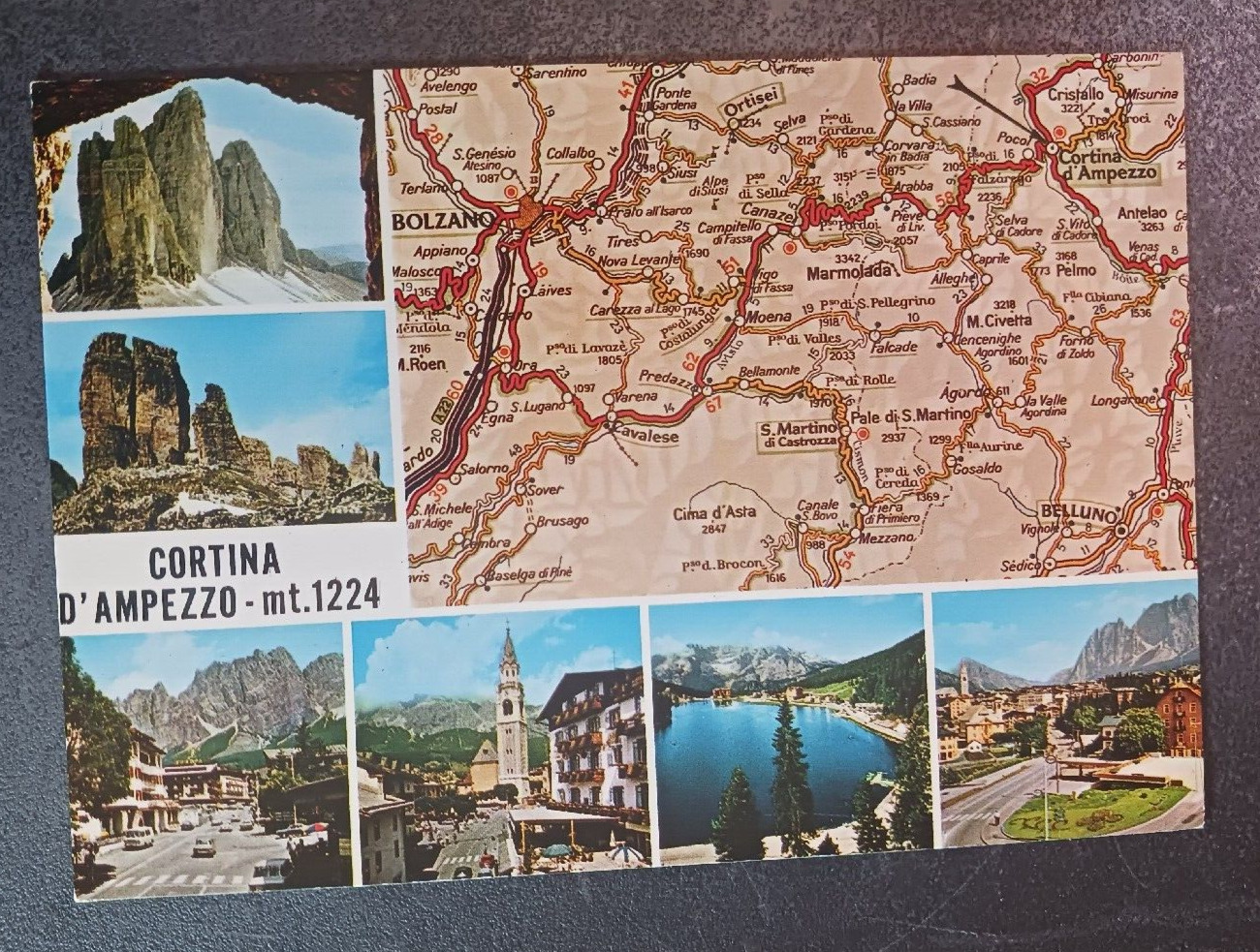 vtg postcard Cortina d\'Ampezzo mt 1224 Italy Dolomites TCI Touring Club Italiano