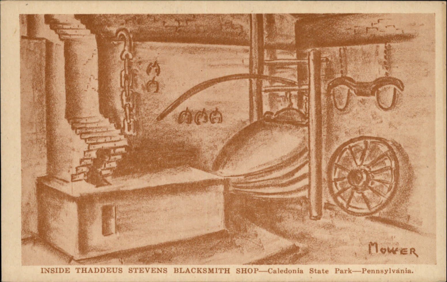 Thaddeus Stevens Blacksmith Shop Caledonia State Park Pennsylvania ~ postcard