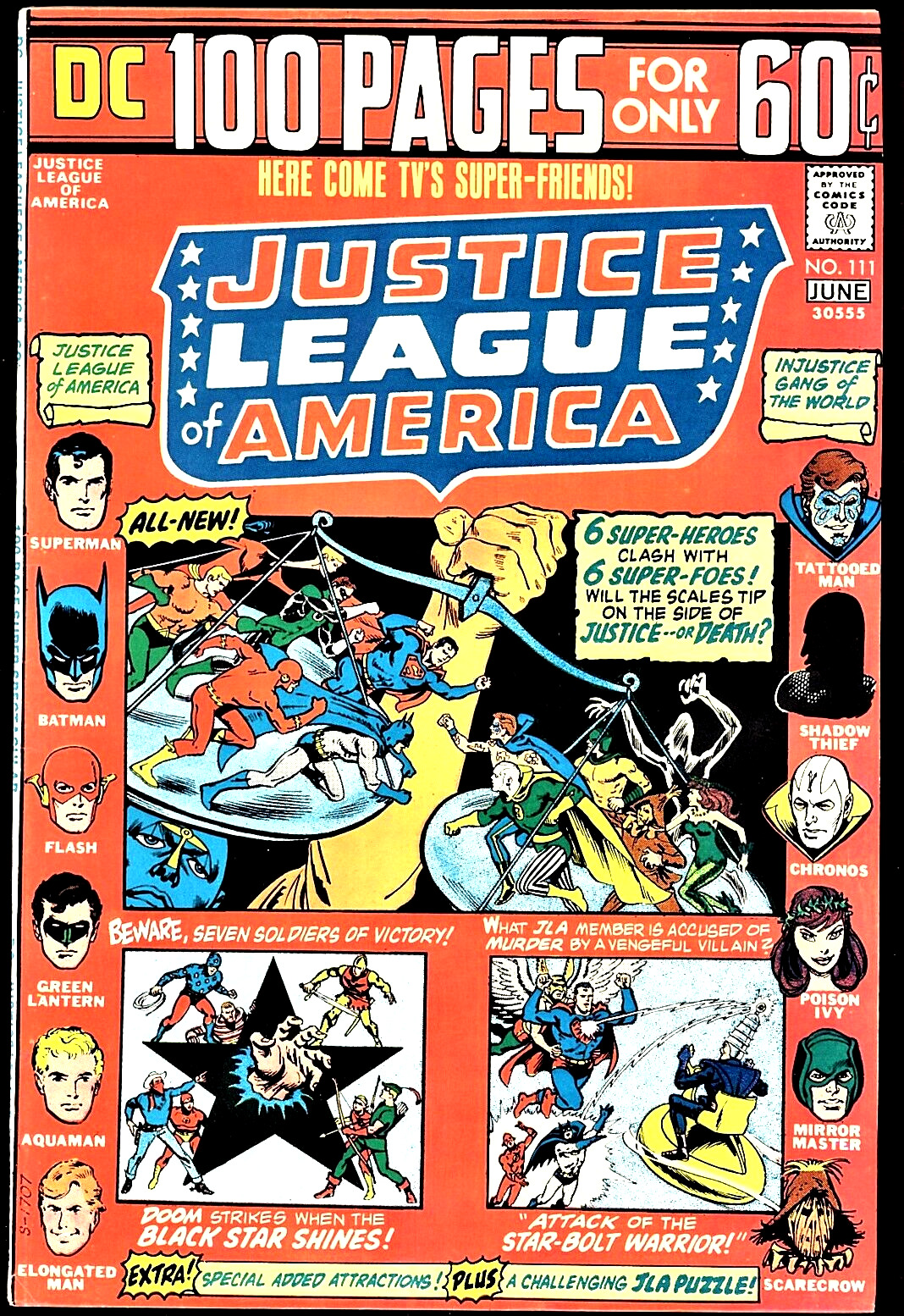 JUSTICE LEAGUE OF AMERICA #111 HIGH GRADE 100 PAGE ISSUE, 1ST APP LIBRA 1974