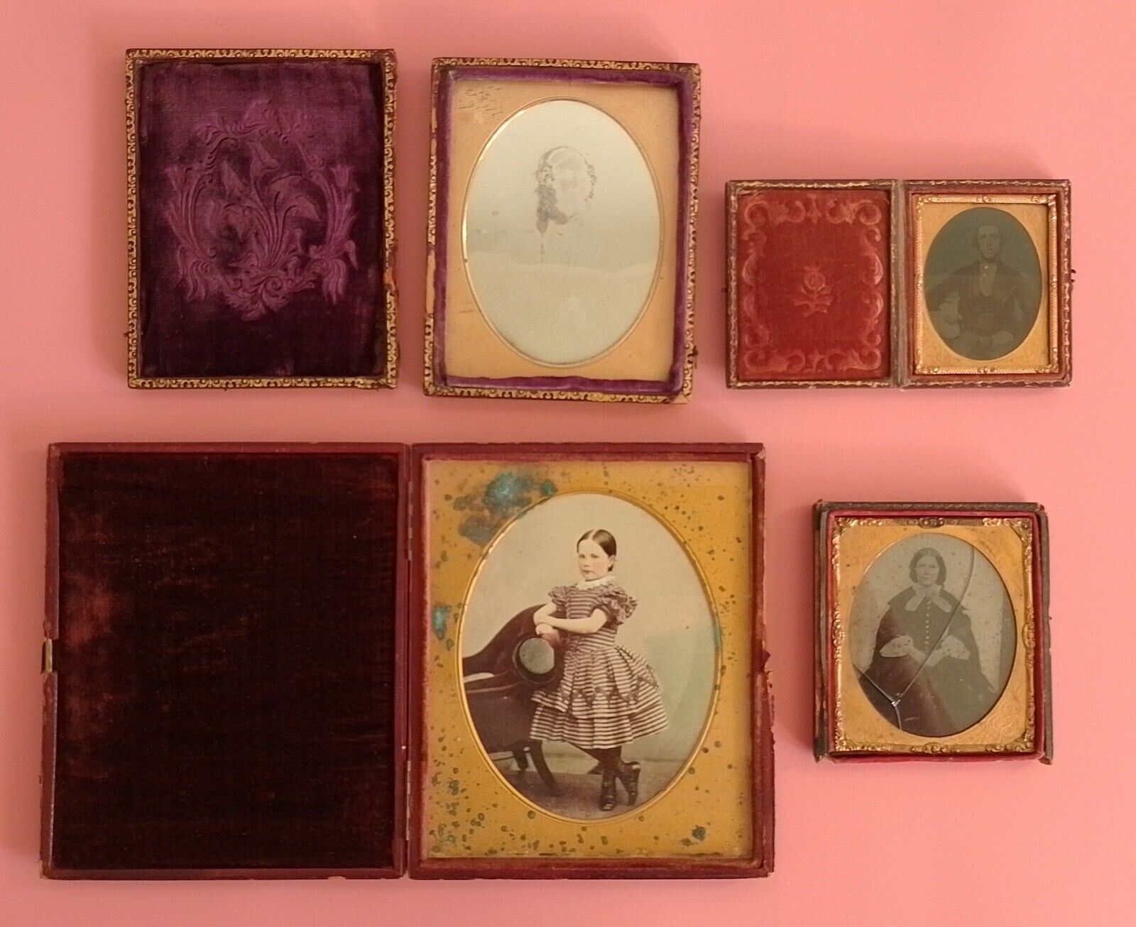 Set Of 4 Rare English Argotypes Daguerreotypes Victorian Antique Photographs