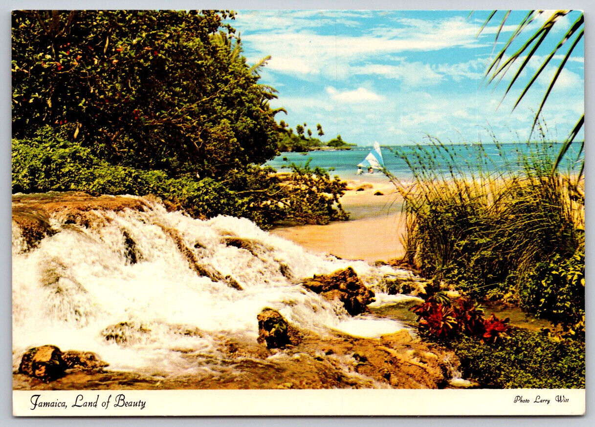 Jamaica Land of Beauty Beach Sailing Postcard Photo by LARRY WITT