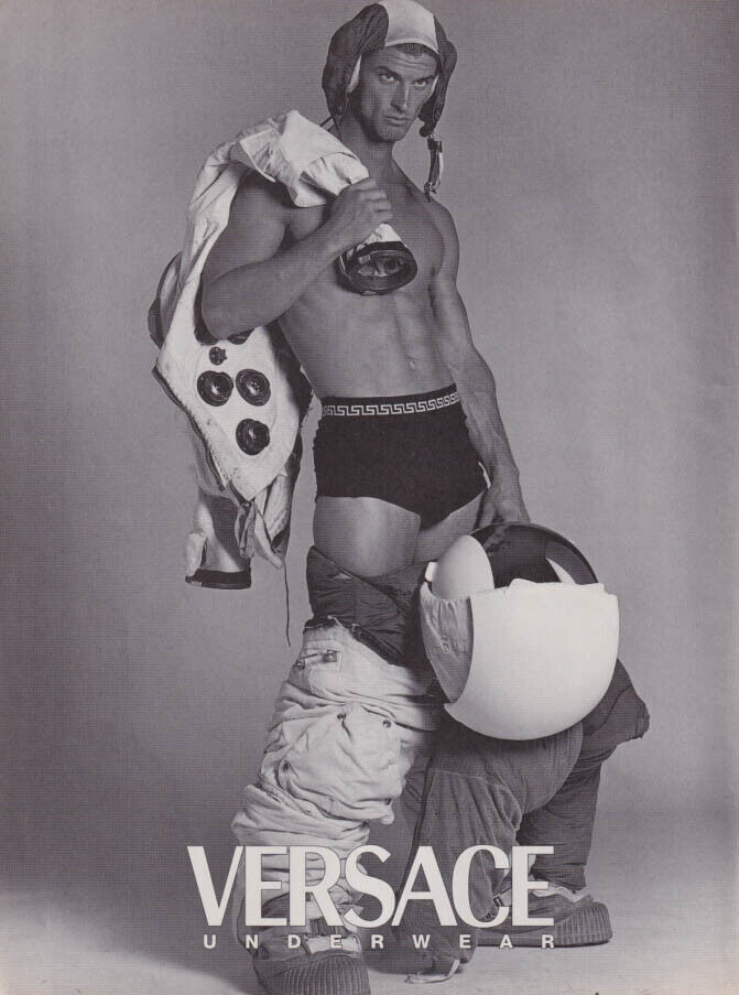 Versace Underwear for Men ad 1995 astronaut with pants down NY