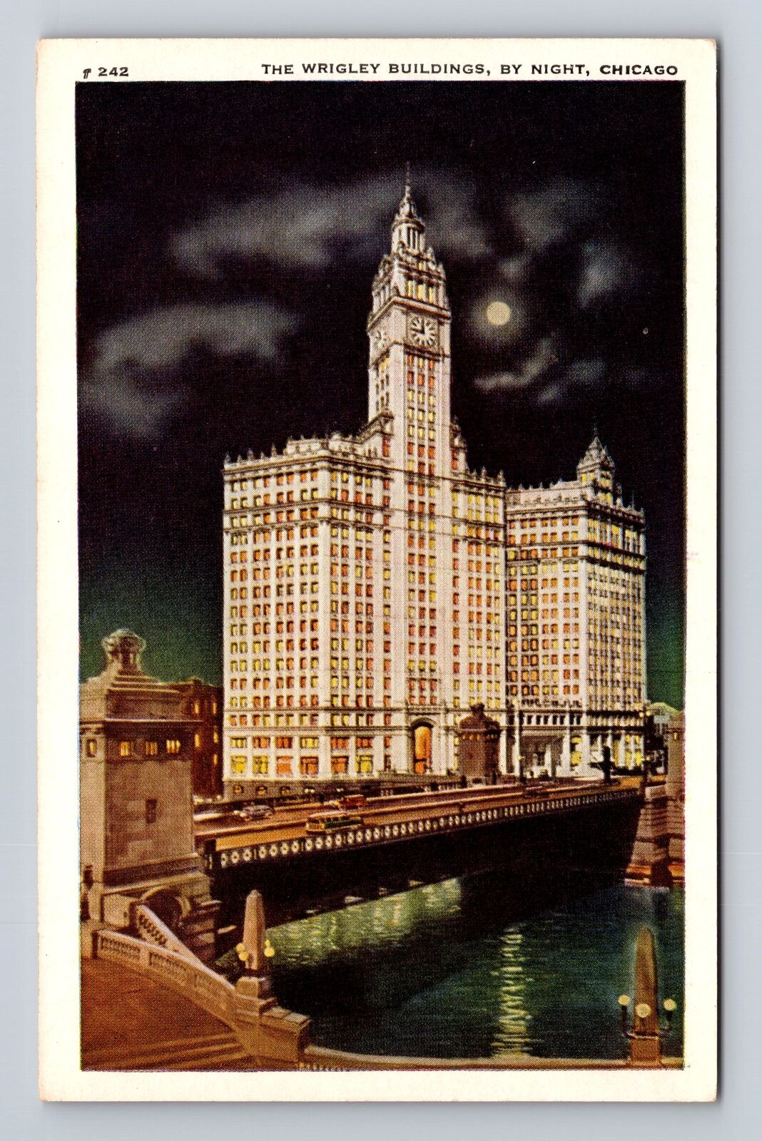 Chicago IL-Illinois, The Wrigley Buildings By Night, Antique, Vintage Postcard