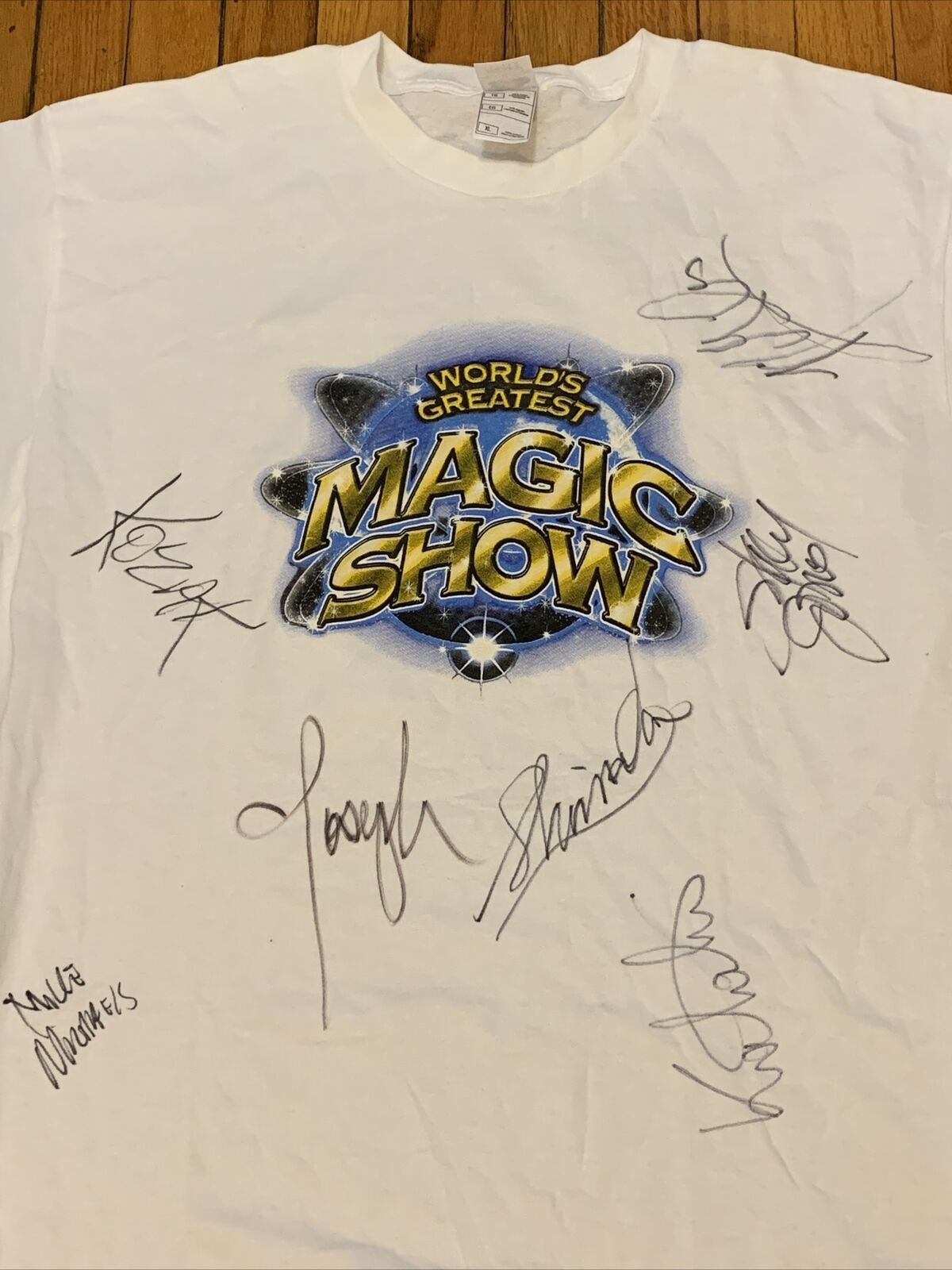 SIGNED World\'s Greatest Magic Show Las Vegas Kozak James LV White T-Shirt XL