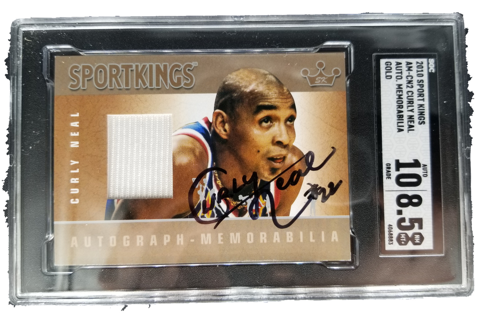 2010 Sport Kings Curly Neal Autographed Sport Kings Game Worn Patch Card SGC 8.5