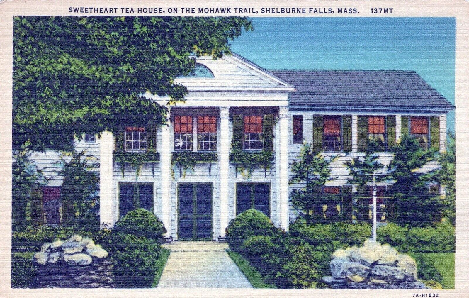 Sweetheart Tea House Mohawk Trail Shelburne Falls Mass Linen Vintage Postcard