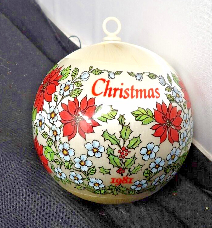 1981 Unbreakable Colorful Floral Satin Ball Christmas Ornament 3\