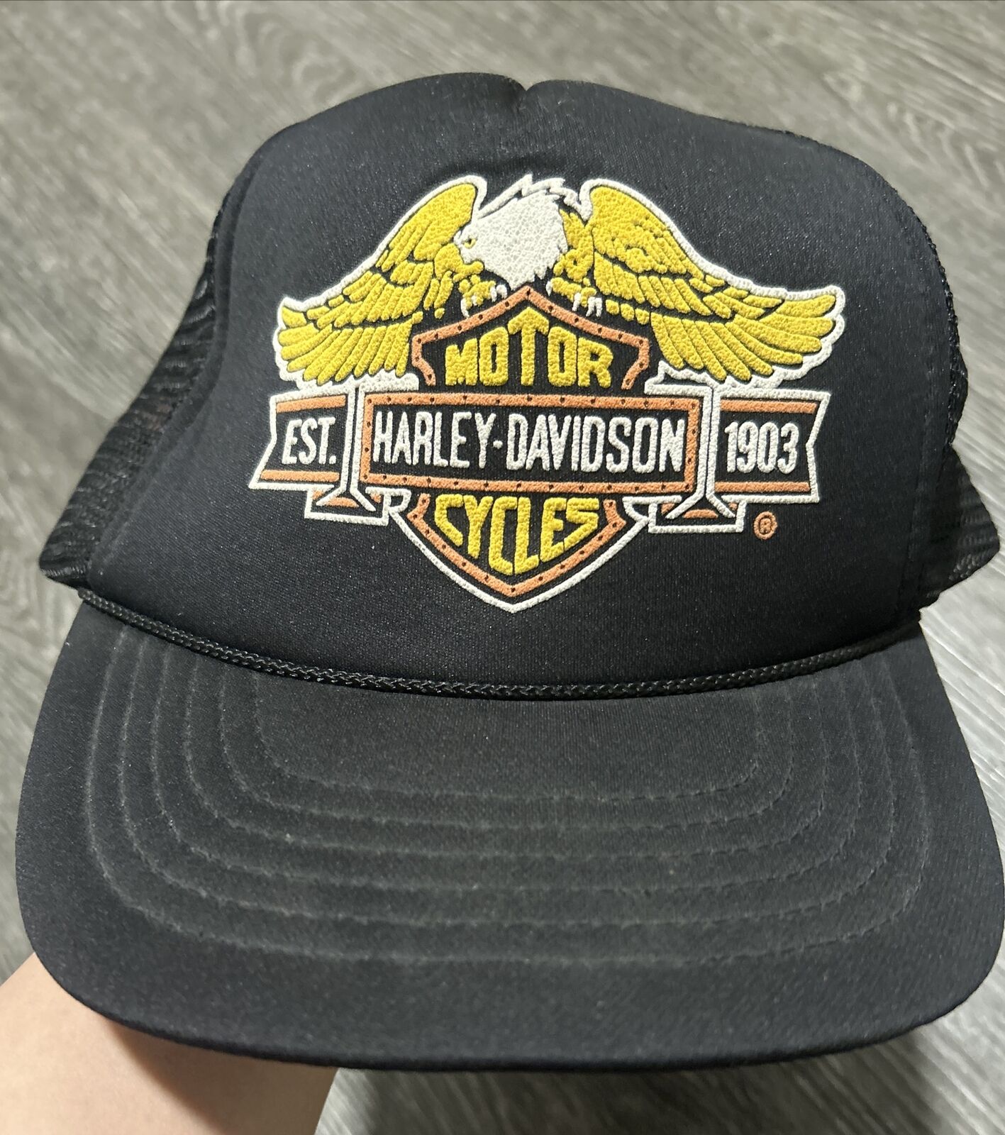 RARE Vintage Harley Davidson Hat SnapBack Mesh Trucker Black (still lights Up)