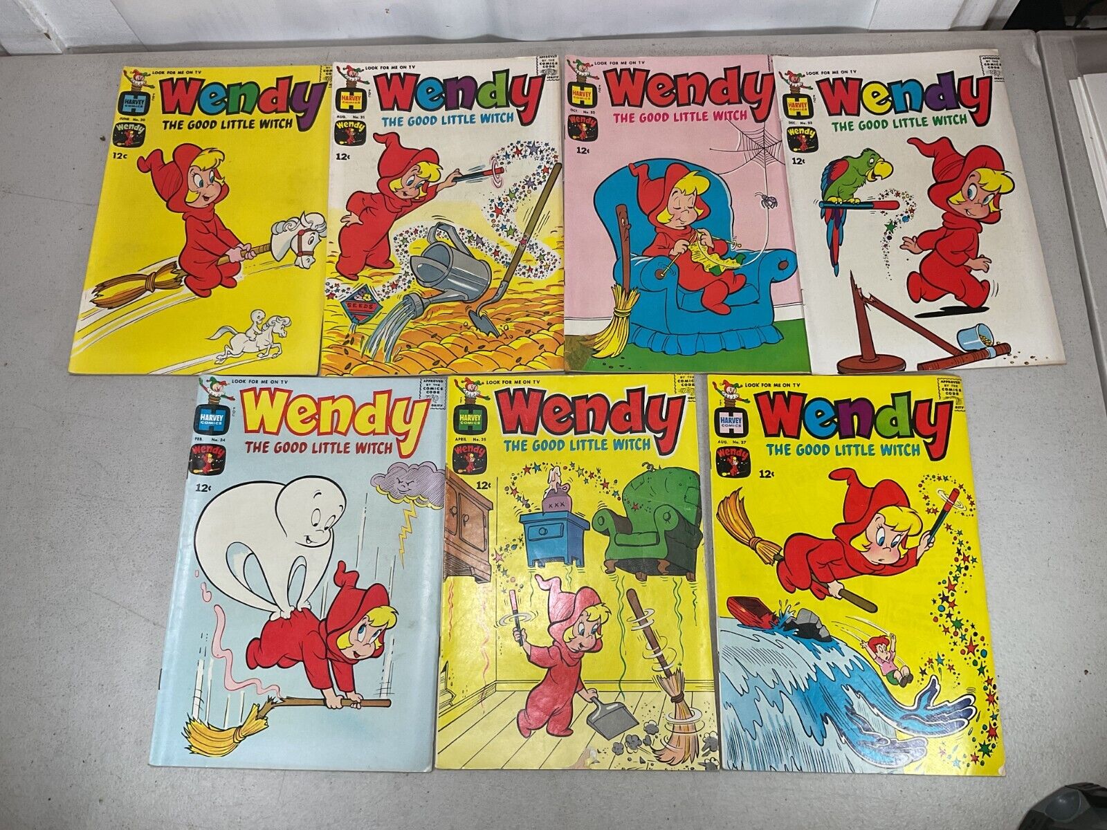 Huge Lot of 7 Harvey Comics Wendy The Good Little Witch #30-35 & 37 1956-66 VF