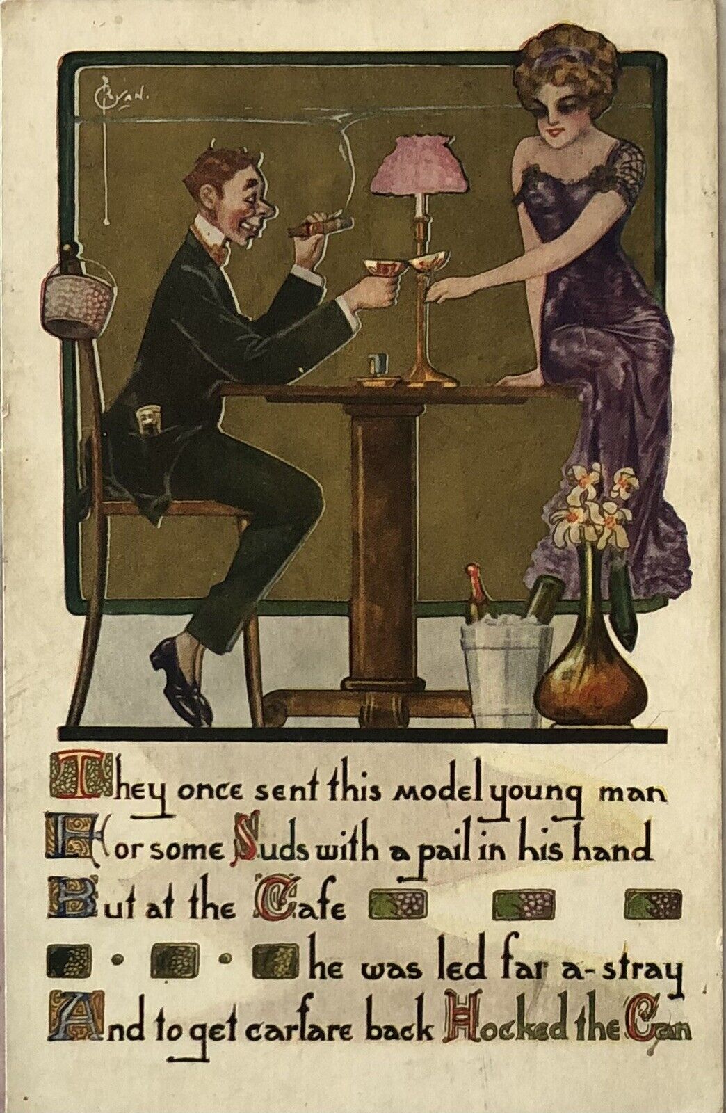Postcard Vintage Artwork Comical Romantic  1913