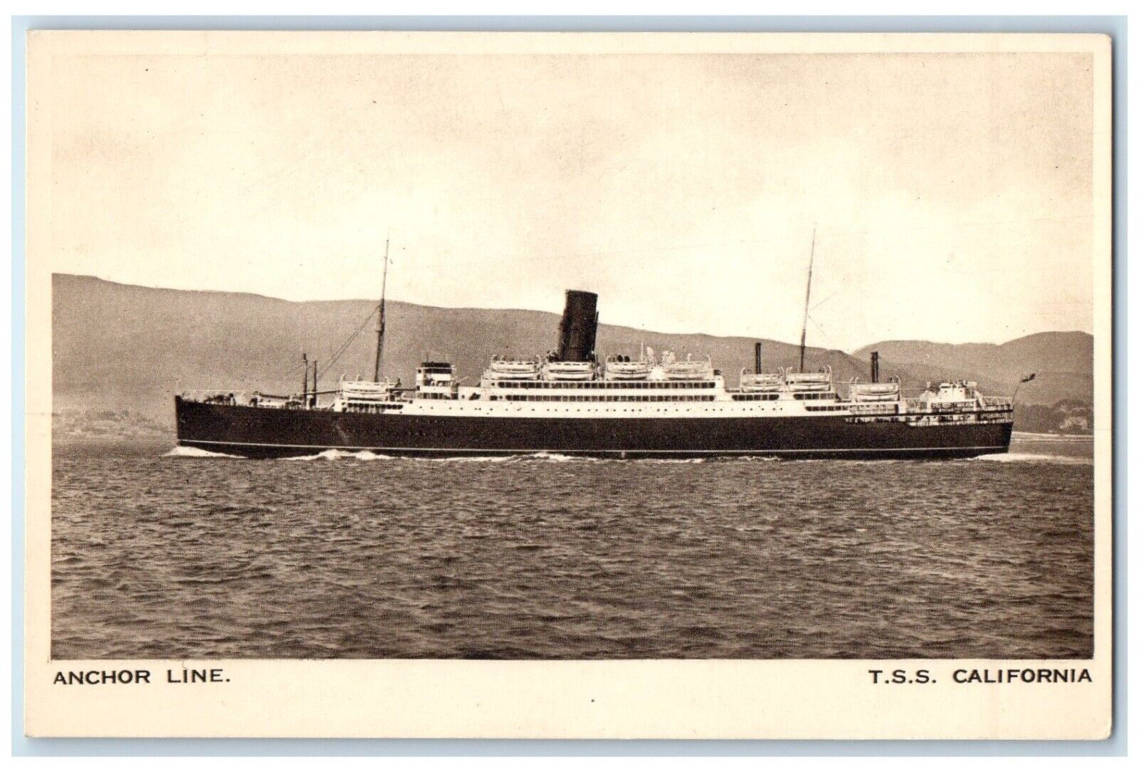 c1910's Steamer Ship Anchor Line TSS California CA Unposted Antique Postcard