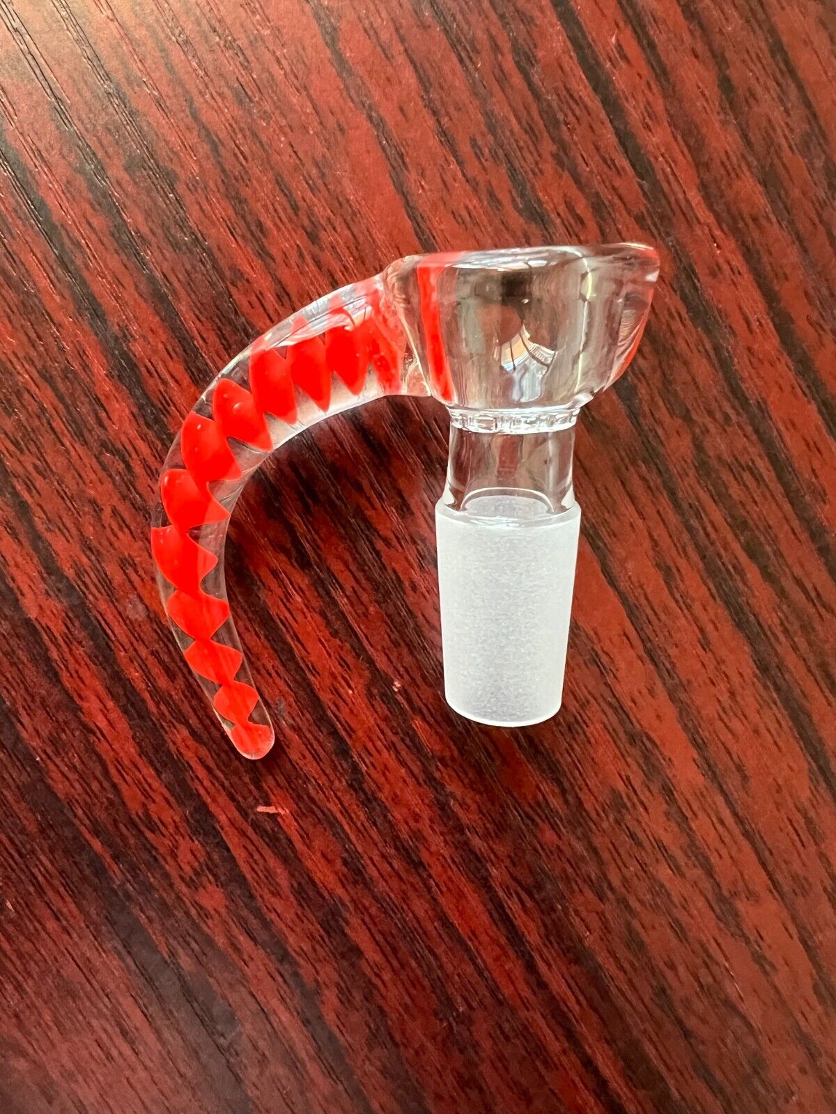 14mm Horn Bowl - VERY high quality thick glass built-in screen - Red