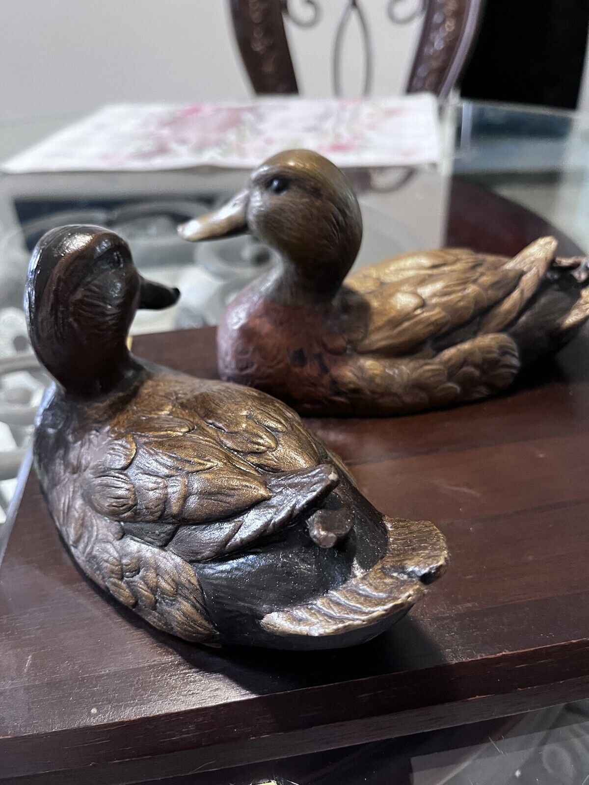 Collectible Chesapeake Reproductions Mallard Duck Couple Cold Cast In bronze.