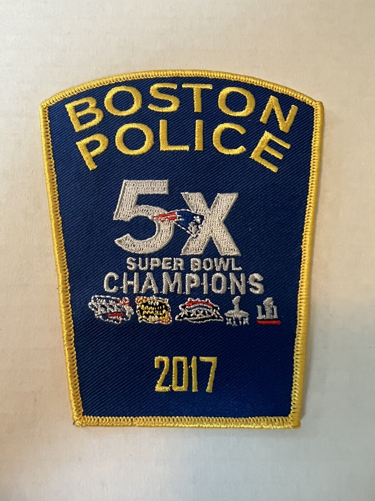 Boston Police New England Patriots Commemorative Patch 2017 5x Champions