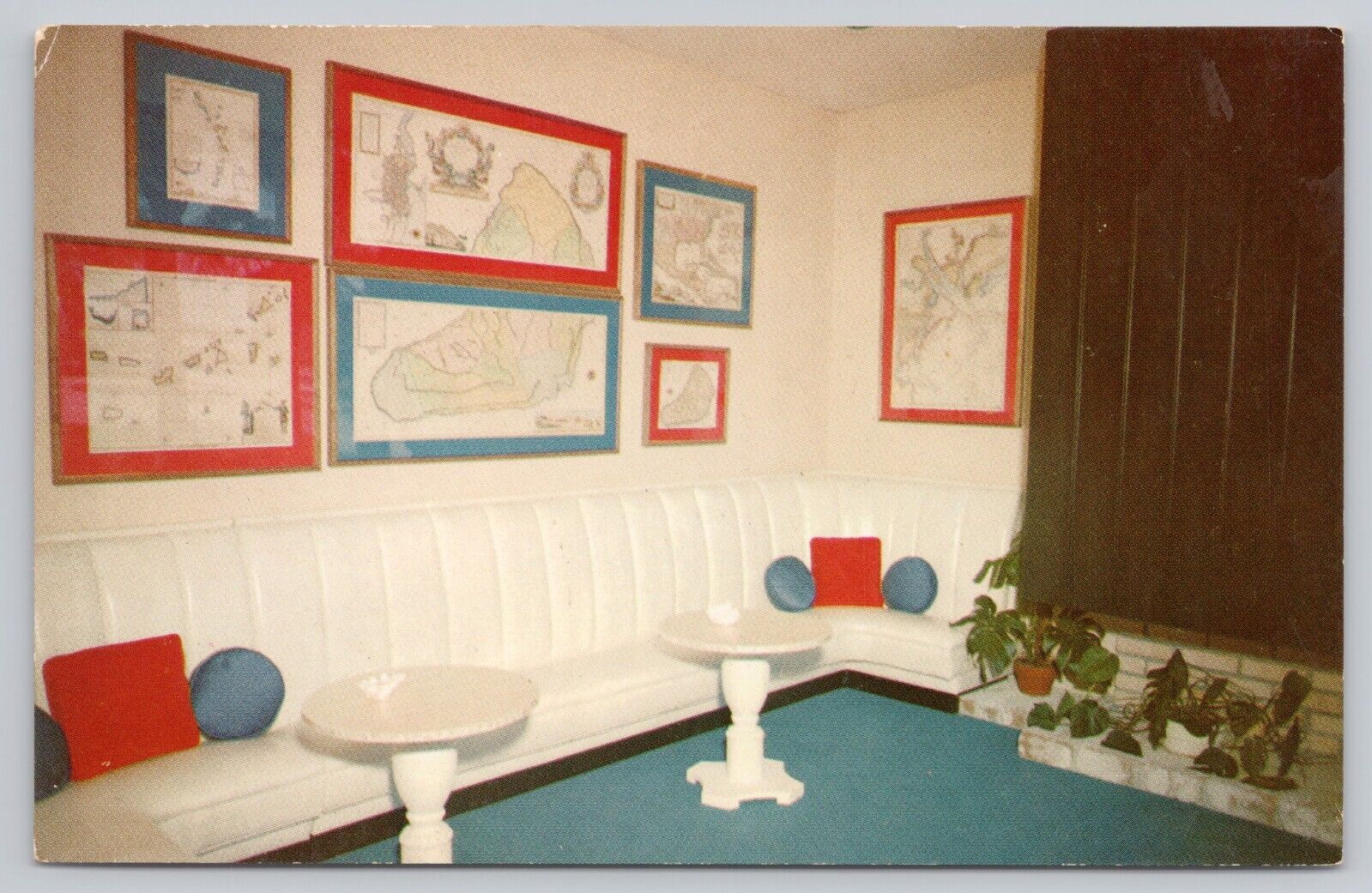 Hilton Head Island South Carolina, William Hilton Inn Map Room, Vintage Postcard