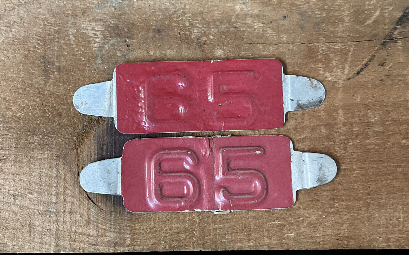Pair of Vintage 1965 65 Maine ME License Plate Year Date Tags Tabs
