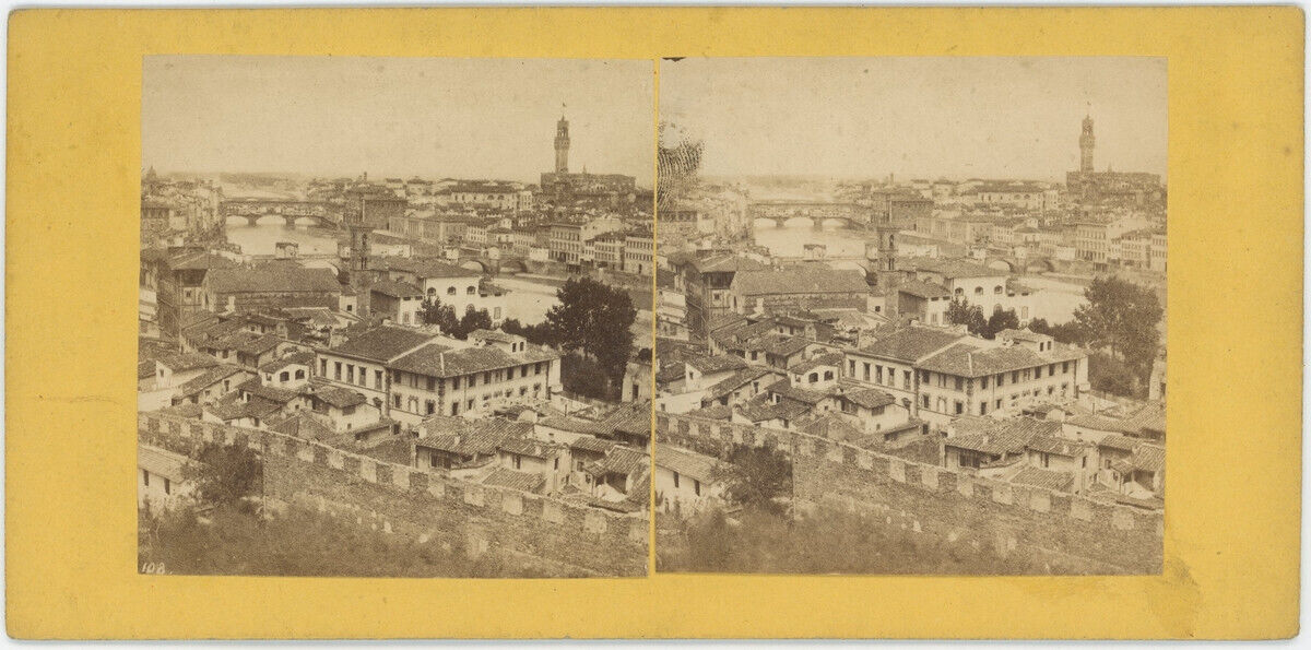Stereo circa 1865. Panorama of Florence. Florence. Italy. Italy.