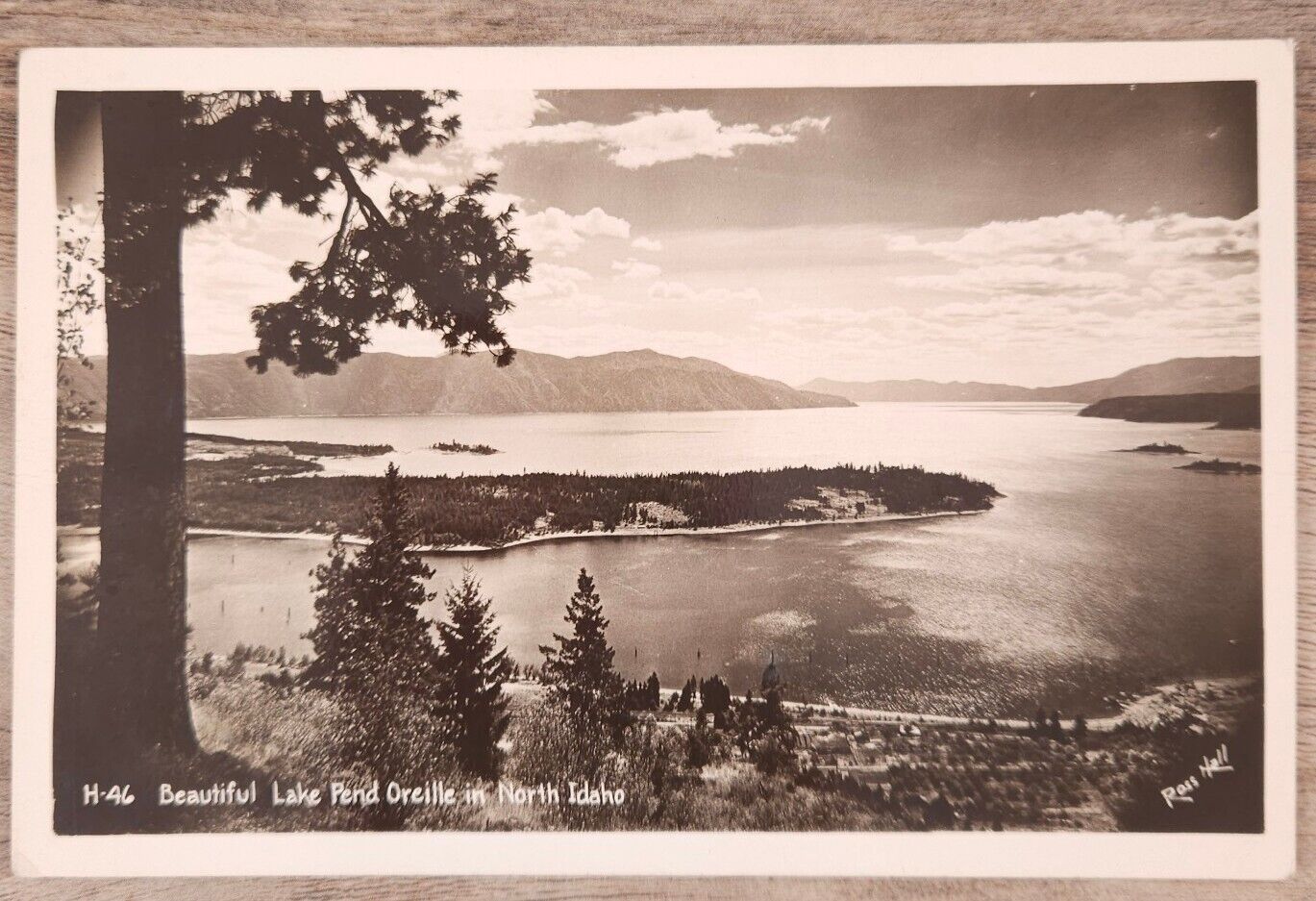 Beautiful Lake Pend Oreille in North Idaho Ross Hall ID RPPC  Postcard