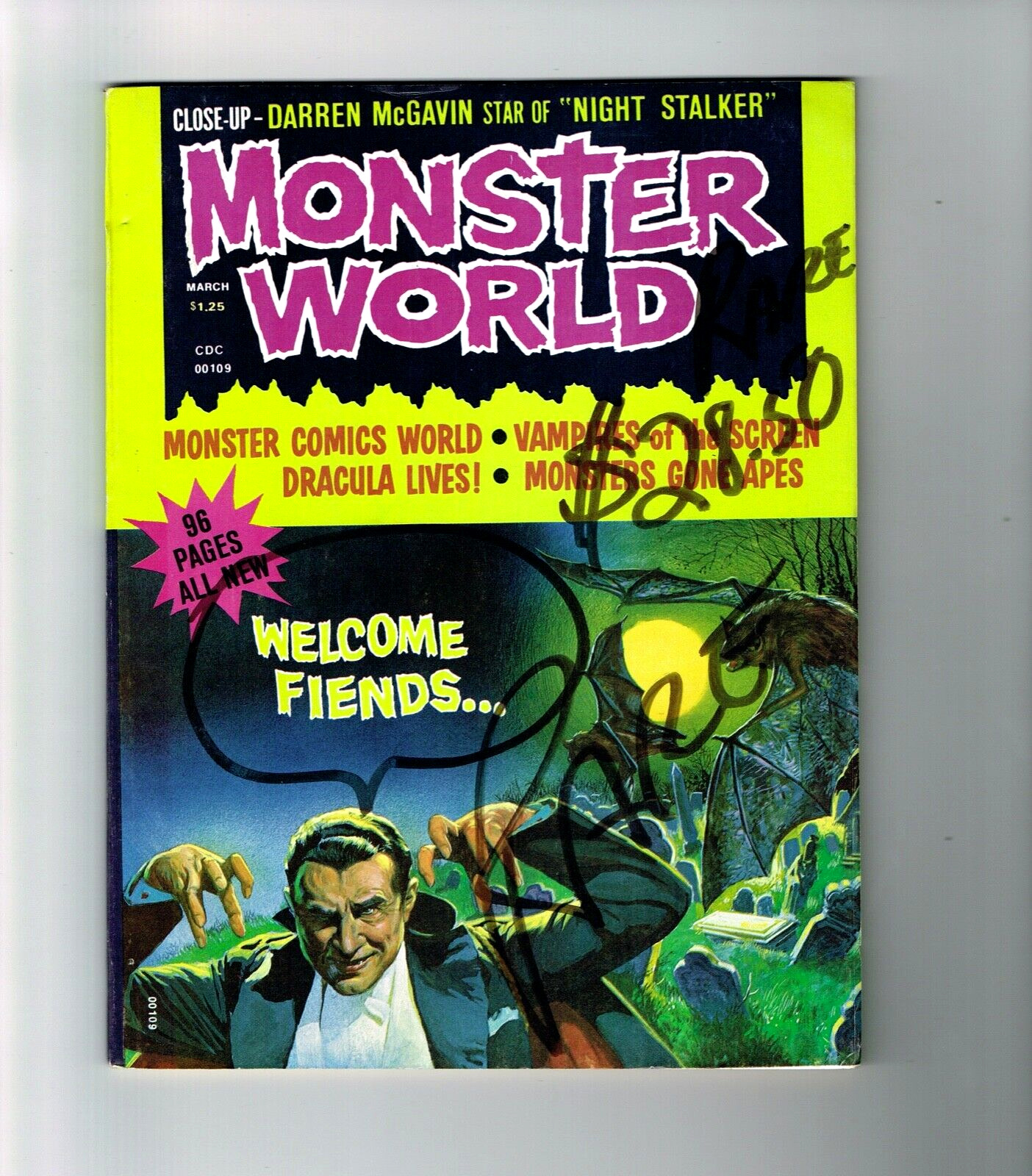 MONSTER WORLD #1 1975 MAYFAIR PUB MOVIE MAGAZINE NIGHT STALKER TV MUMMY DRACULA+