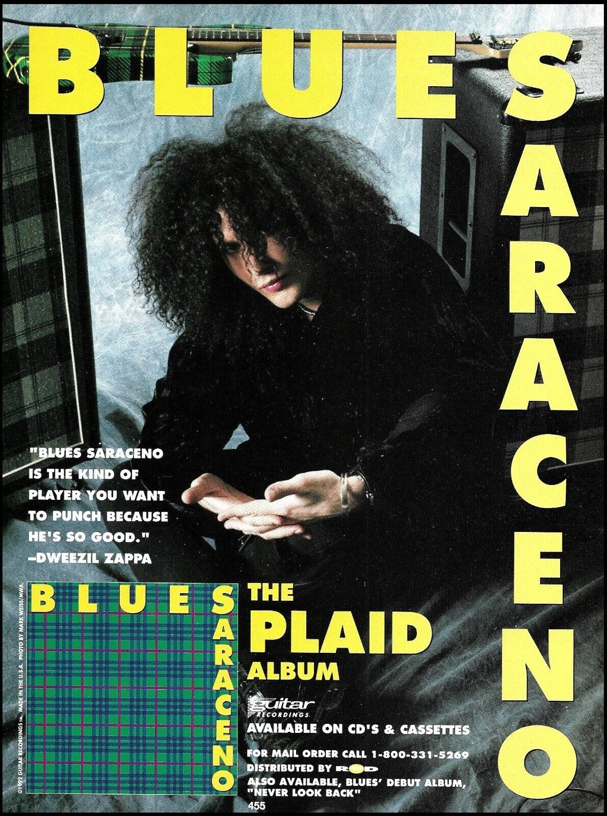 Blues Saraceno 1992 The Plaid Album advertisement 8 x 11 ad print 2B