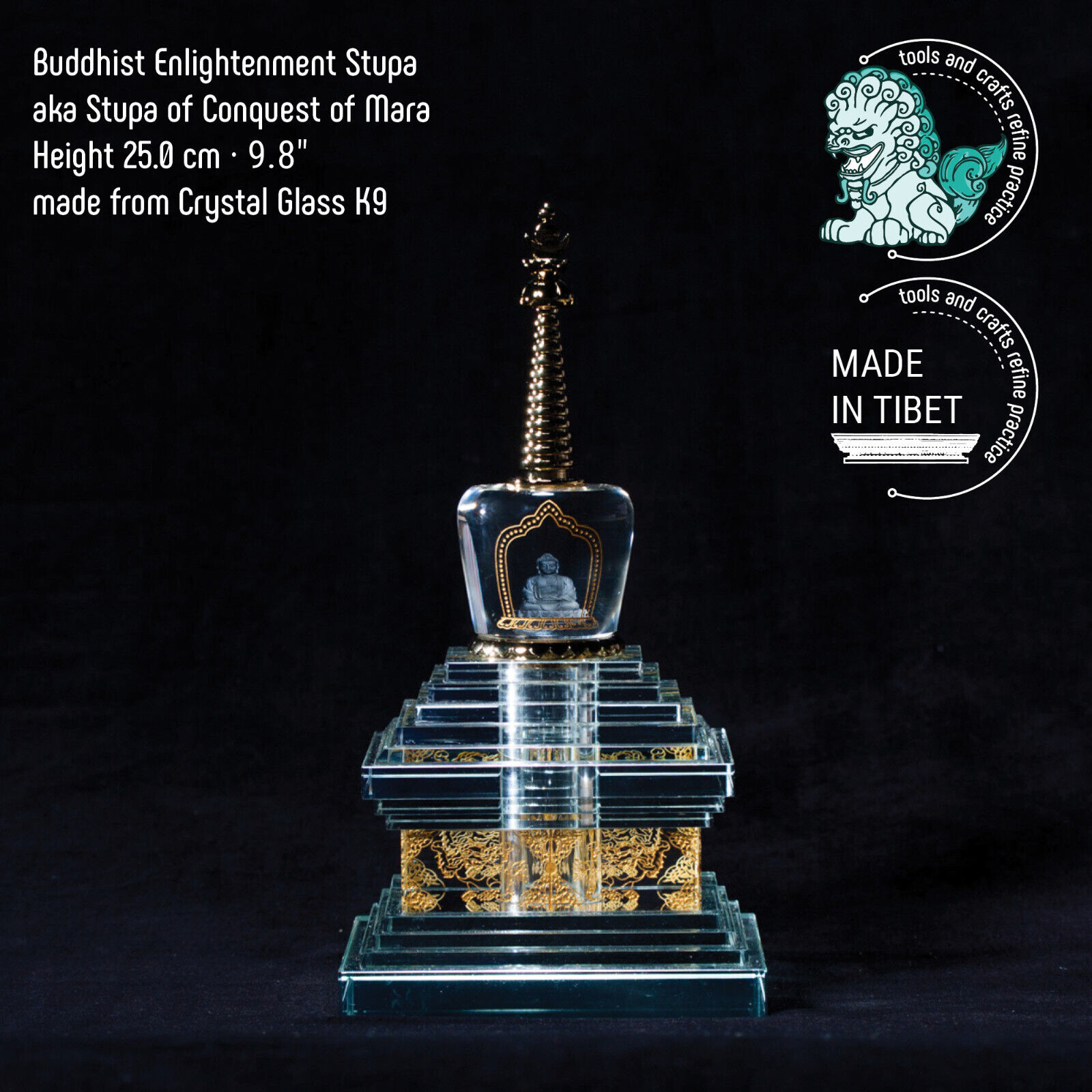 Luxurious Tibetan Buddhist Stupa of Enlightenment,  25 cm 10\