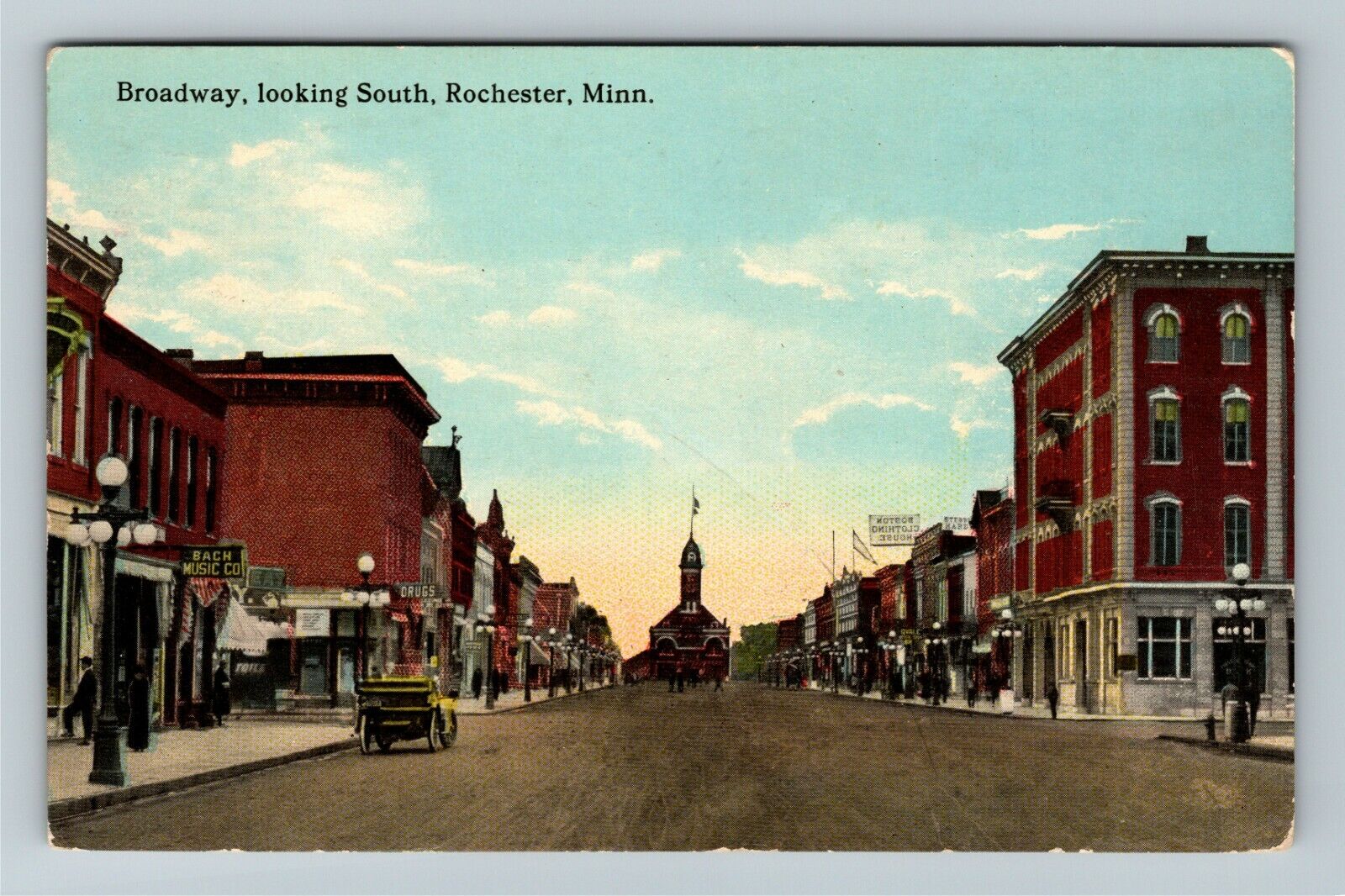 Rochester MN-Minnesota, Drugstore, Broadway Looking South c1914 Vintage Postcard