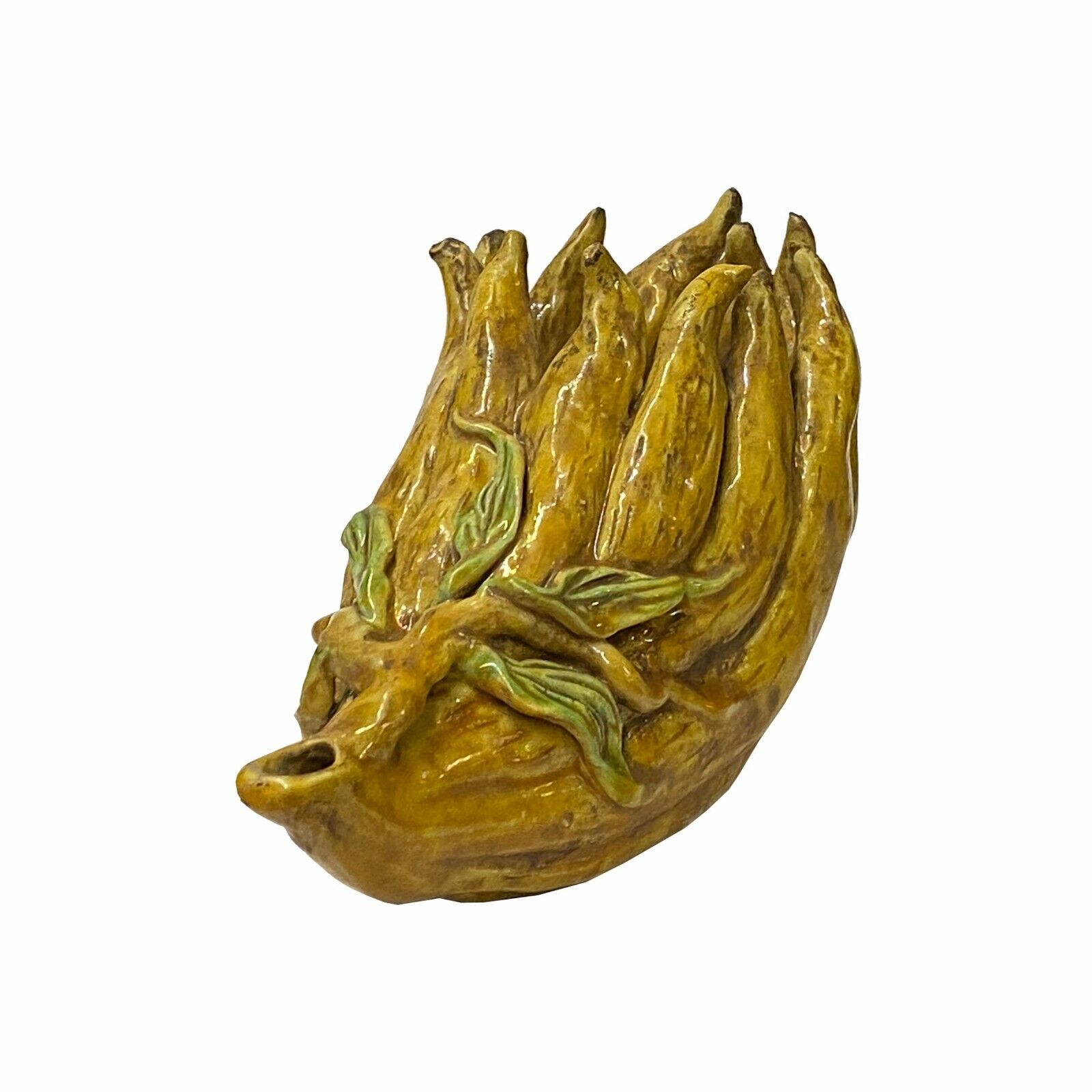 Chinese Yellow Brown Color Ceramic Buddha\'s Hand Shape Display ws1803