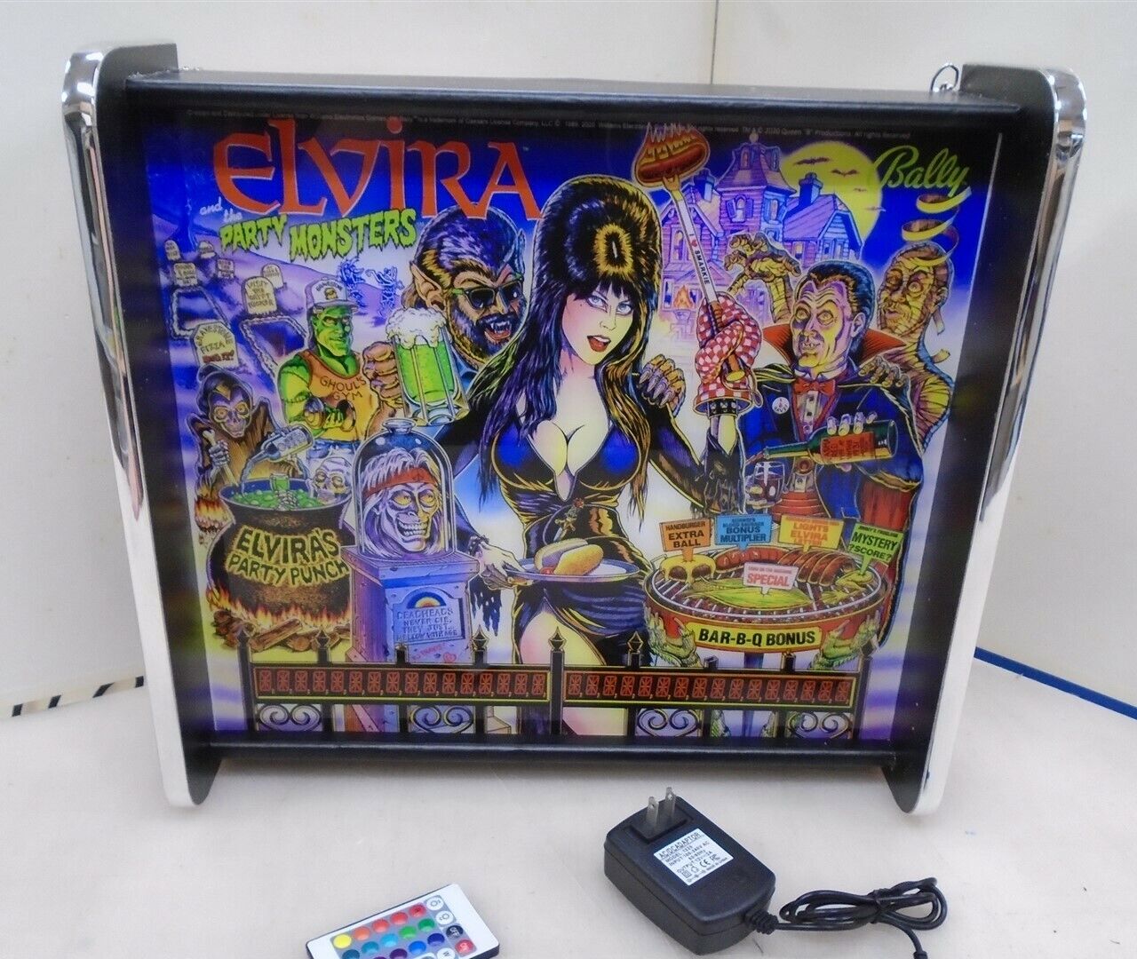 Bally Elvira And the Party Monsters Pinball Head LED Display light box